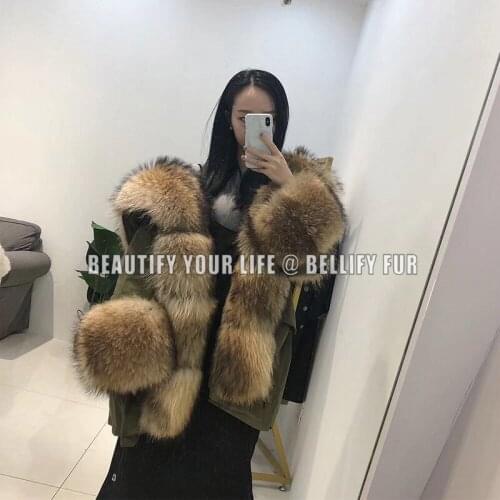 Women Luxury 2020 Winter Top Fashion Large Real Fox fur Big Lapel Coat Outwear Long Winter