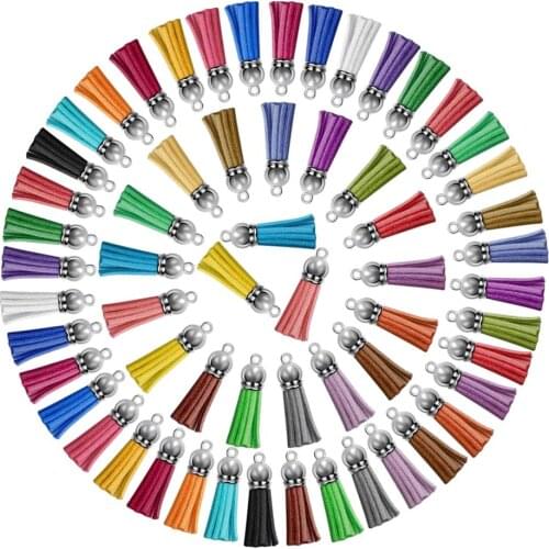 120 Pieces 30 Colors Keychain Tassel 38mm Leather Tassels for DIY Keyring Crafts