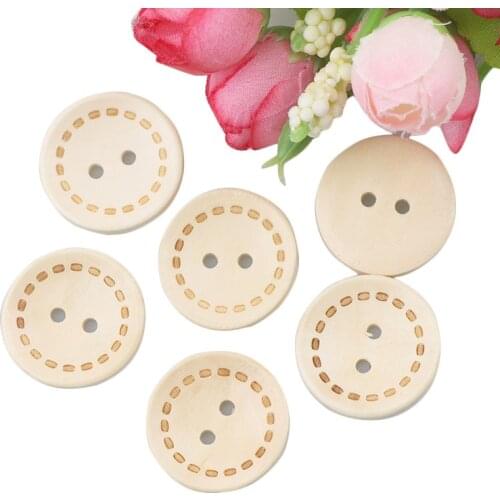 25PCS Natural Color Wooden Buttons Handmade 23mm Love Scrapbooking For Wedding Decor DIY With Child