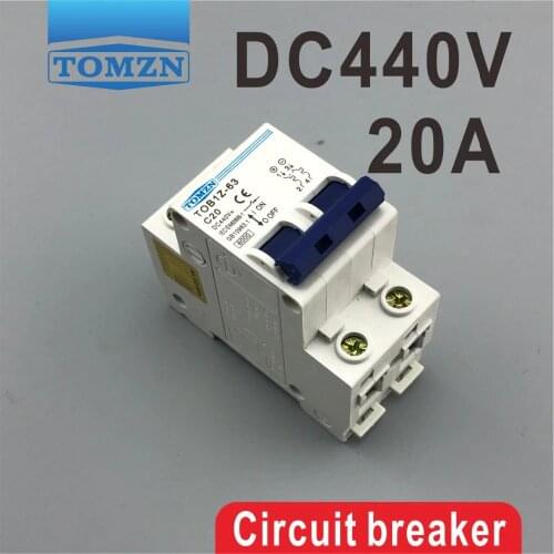 2P 20A DC 440V Direct Current Circuit breaker MCB C curve