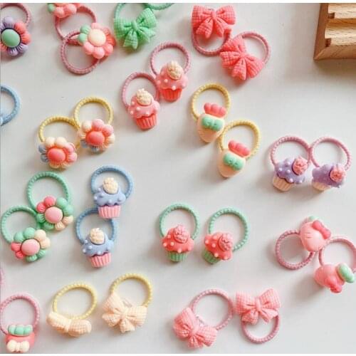 Hair band 40Pcs High Quality Carton Round Ball Kids Elastic Hair Bands Elastic Hair Tie Children Rubber Hair Band