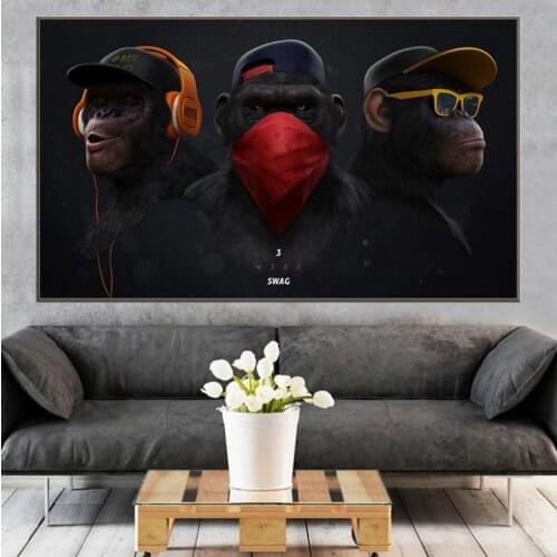 5D Diamond Mosaic Animal Chimpanzee and Headphone Diamond Painting Diamond Inlaid DIY Full Diamond Embroidery Home Decoration