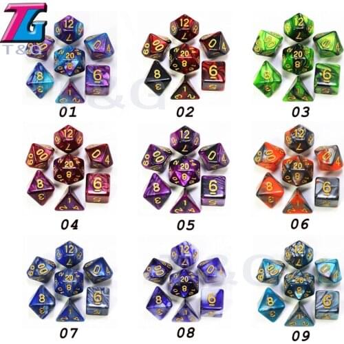 9 Colors for Choose Delicate 7pcs/set Dice with Bag Toys Adults Kids Plastic Cubes DnD DND RPG Table Game