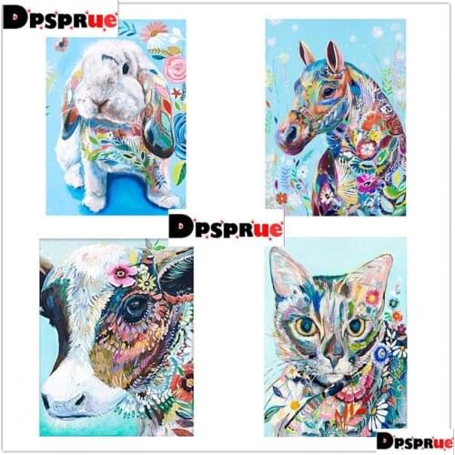 Dpsprue 5D Diamond Embroidery Sale Animal Cow Cat Horse Rhinestones Pictures Diamond Painting Full Square Mosaic Cross Stitch