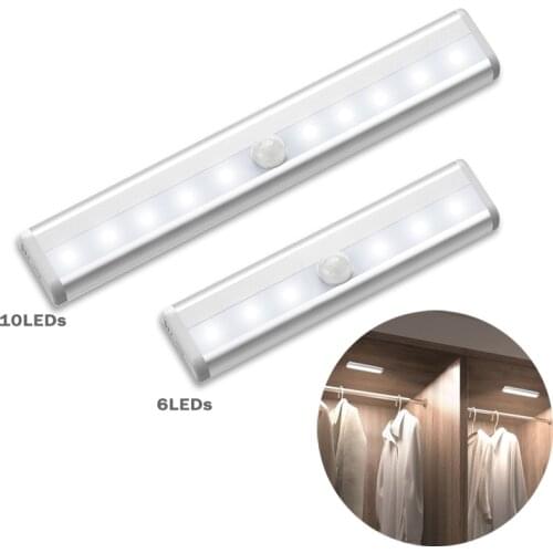 Wireless LED Under Cabinet Light PIR Motion Sensor Lamp 6/10 LEDs for Wardrobe Cupboard Closet Kitchen Lighting Led Night Light