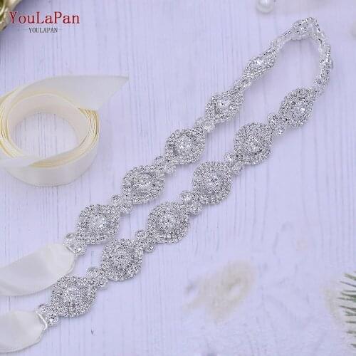 YouLaPan S307 Flower Girl Sash Belt Bridesmaid Sparkly Belt Rhinestone Belts for Women Wedding Crystal Beaded Bridal Belt
