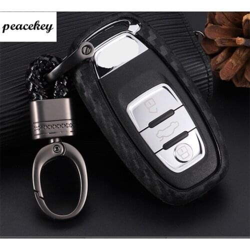 Carbon Fiber Rubber Key Case For Audi Key Cover For C6 A7 A8 R8 A1 A2A3 A4 A5 Q7 A6 C5 For Sline Car Holder Shell Car-Styling