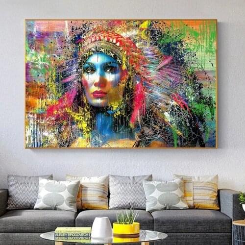 Color Street Graffiti Wall Art Indigenous People Posters and Prints Living Room Corridor Canvas Painting Girl Bedroom Pictures