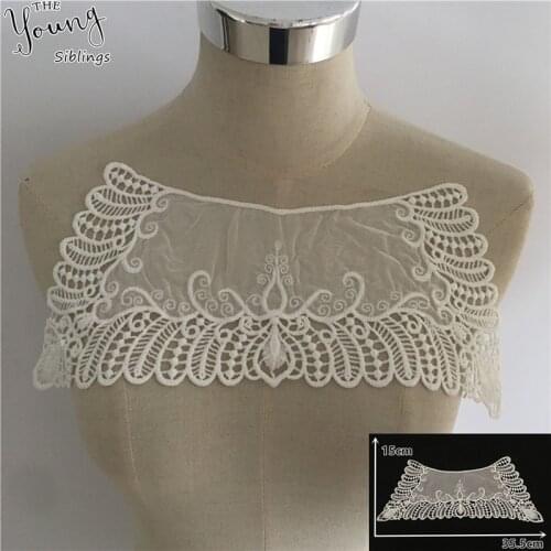 New arrive Embroidery milk fiber Hollow out Applique Lace collar DIY Sewing Lace Neckline Fabric Wedding Clothing Accessories