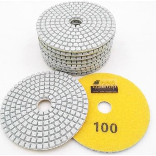DIATOOL 10pcs #100 Diameter 100mm White Resin Bond Sanding Discs 4" Professional Diamond Wet Polishing Pads