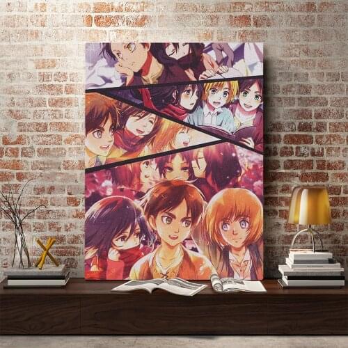 Eremika Mikasa Eren Armin Attack on Titan Anime Canvas Home Decor Prints Dorm Bedroom Painting Manga Wall Art Decoration Poster