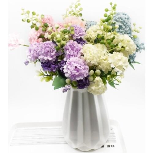 1 Bunch Silk Hydrangea Artificial Flowers for Home Decor Accessories Wedding Decorative Fake Plants Living Room Furnishings