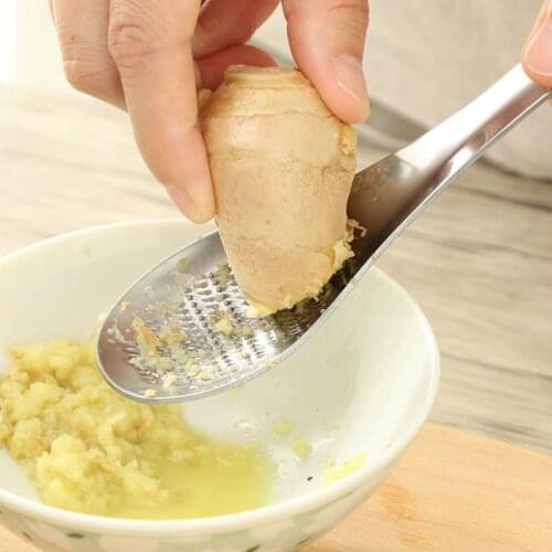 Japan Kitchen Practical Stainless Steel Spoon Shape Lemon Mixer Ginger Grater Wasabi Garlic Grinding Tools Cheese Grater