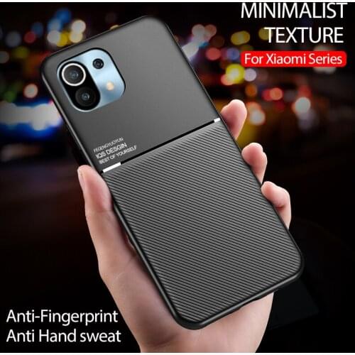 Leather Car Holder Shockproof Case for Xiaomi Mi 11 Note 10 Lite 10T 9T Poco F2 Pro X3 NFC Redmi 9A 9C 8A 7A Note 9S Matte Cover