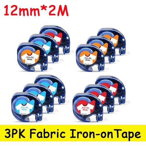 Labelwell 3PK Fabric Iron on label 18769 Compatible for Dymo Letratag LT 18773 18777 18775 18771 for Dymo LT-100H LT-100T QX50