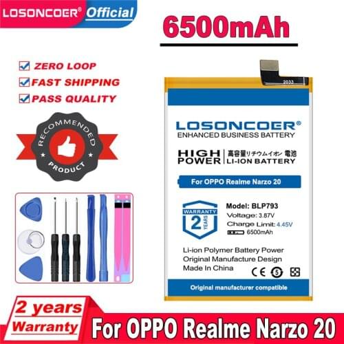 Top Brand 100% New 6500mAh BLP793 C11 C12 C15 Mobile Phone Battery For OPPO Realme Narzo 20