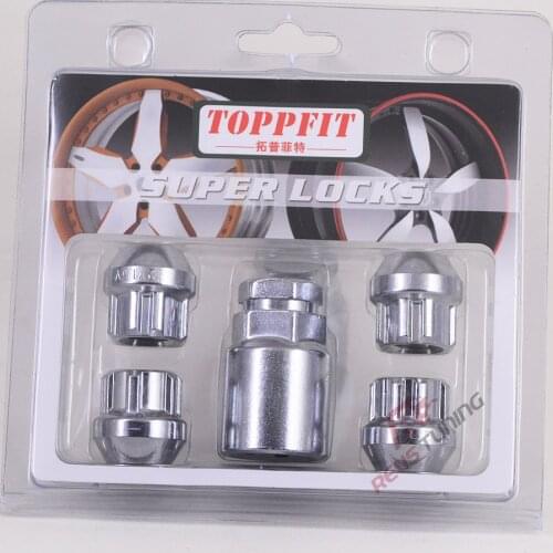 M12X1.5 M12X1.25 Steel 4pcs 22mm Car Wheel Rim Lock Nuts Locking Lug Nuts With Key