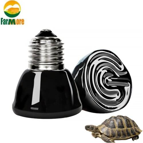 Mini Ceramic Heating Lamp 220V 25W/50W /75W /100W E27 Infrared Reptile Turtle Warm Bulbs Waterproof Temperature Controller