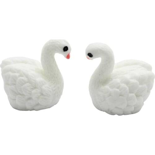 20/50pcs White Resin Goose Miniature Garden Figurines Mini Animal Swan Model Ornament Statue Fairy Garden Crafts Dollhouse Home
