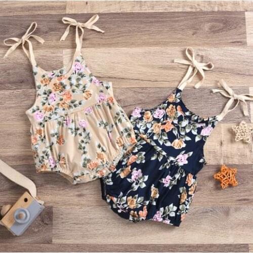 Newborn Baby Girls Fashion Floral Print Romper Stylish Sleeveless Romper for Children Girls