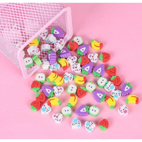 10pcs Cute Mini Fruit Animal Rubber Pencil Eraser for Children Stationery/Gift/Toy Prizes for Students Mini Novelty Erasers Set