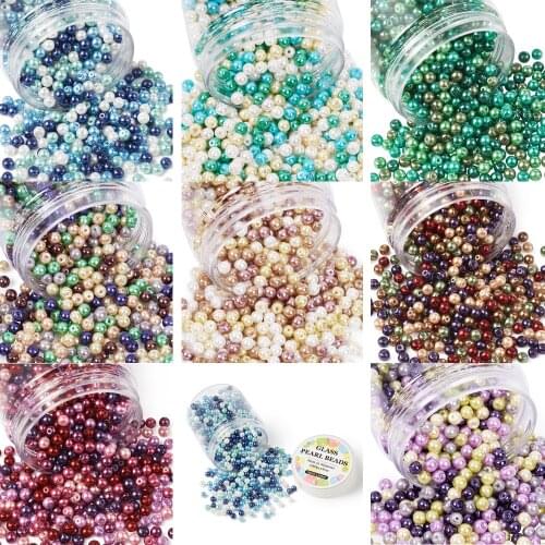 Pandahall 4mm 6mm 8mm Round Dyed Glass Pearl Bead Sets for Jewelry Making DIY Necklace Bracelet Mixed Color Hole:0.7~1.1mm