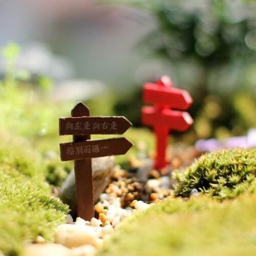 2019 New Mini Road Sign Figurine Craft Plant Pot Garden Ornament Miniature Fairy Decor Drop ship Garden Supplies