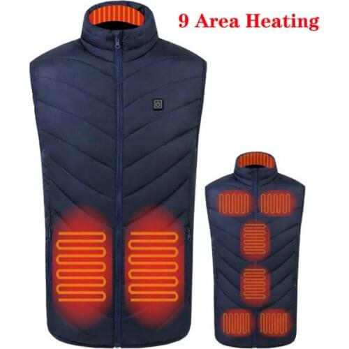 New Hot 9 Places Heated Vest for Men Women Usb Heated Jacket Heating Vest Thermal Clothing Hunting Vest Winter Heating Jackets