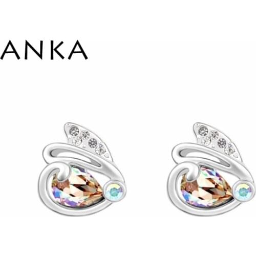 ANKA new rabbit crystal stud earrings fine polishing mirror finish with Main Stone Crystals from Austria Jewelry #105299