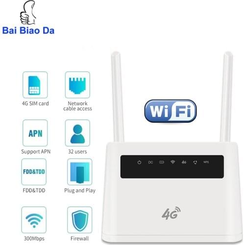 4G LTE CPE Wifi Router Broadband Unlock 4G 3G Mobile Hotspot WAN/LAN Port Dual External Antennas Gateway with Sim Card Slot