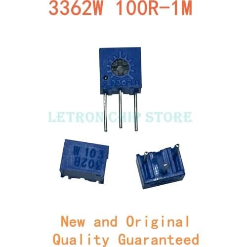 10PCS 3362W Adjustable Precision Potentiometer 100 200 500 R Ohm 1K 2K 5K 10K 20K 50K 100K 200K 500K 1M 3362 Trimpo Trimmer