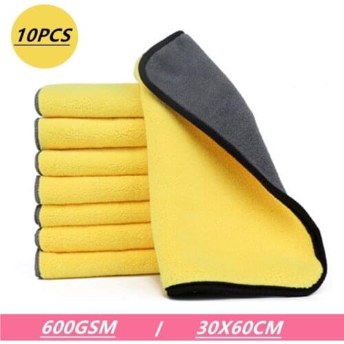 10PCS 600GSM 30X60CM Super Soft Car Wash Microfiber Towel Car Cleaning Drying Cloth Auto Care Cloth Detailing Car Wash Towels