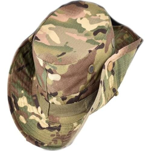 Tactical Military Army Round-brimmed Hat Sun Boonie Hat Cap for Fishing Hiking Sports Hunting CP Camo Multicam