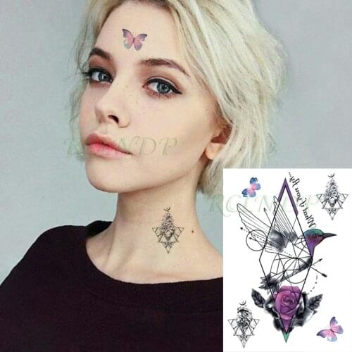 Waterproof Temporary Tattoo Sticker Butterfly Bird Rose Geometric Pattern Arrow Letter Tatto Flash Tatoo Body Art for Women Men