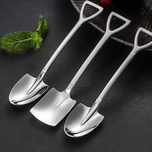 1PC Stainless steel Shovel coffee spoon Set Scoop shovel Creative tea-spoon Ice Cream dessert spoon Birthday Gift Tableware