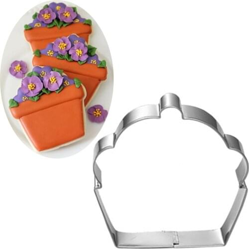 1pcs patisserie reposteria gateau Flower Pot Moldes Metal Cookie Cutter Kitchen Fondant Cake Decor Tools Cupcake Chocolate Mould