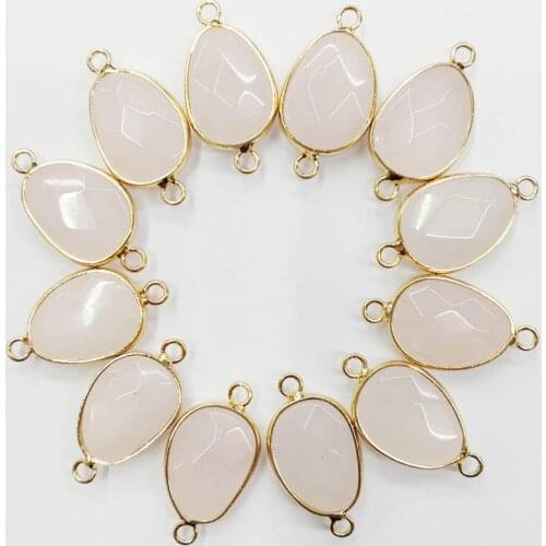 Wholesale fashion natural rose crystal stone Connector section Irregular water drop Connector pendants for jewelry making 12pcs