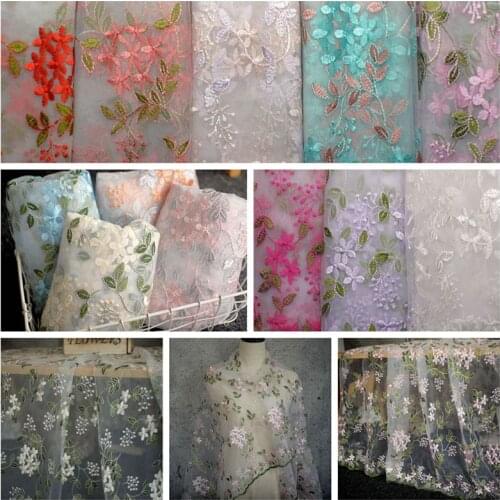 2yards Flower Embroidery French Tulle Lace Fabric African Mesh Net Lace Fabric Cloths High Quality Garment Dress Sewing Fabric
