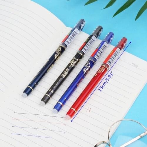 4pcs 0.38mm Erasable Gel Pen With Blue Red Black Refills School Office Stationery