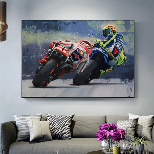 Abstract Oil Prints Poster Motorcycle Canvas Painting Posters Print Cuadros Wall Art Picture for Living Room Home Decoration