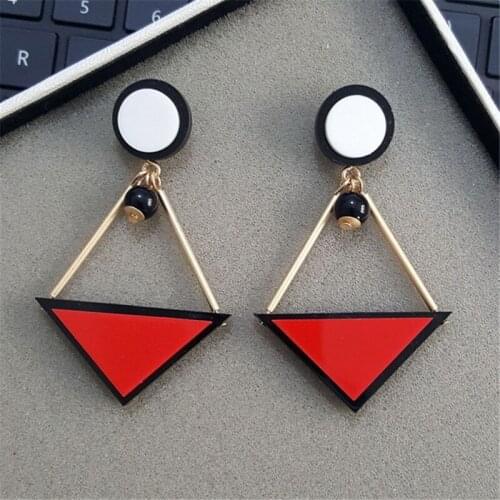 Night Club Women Singer Jewelry Personality Acrylic Big Triangle Earrings