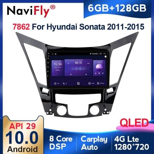 QLED 1280*720 Android 10.0 Car Radio Navigation GPS Player For Hyundai Sonata 6 YF 2009 - 2014 Octa Core 6GB+128GB No 2 Din DVD