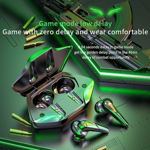 Wireless Earphone TWS Gaming Earbuds Bluetooth 5.2 Game Low Latency Sports Headset with Mic 3D Stereo Bass for Android IOS Lotus