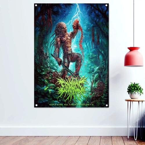 Battle of Hell Death Metal Music Artworks Flag Wall Art Home Decoration Disgusting Bloody Dark Art Banners Rock Band Icon Poster