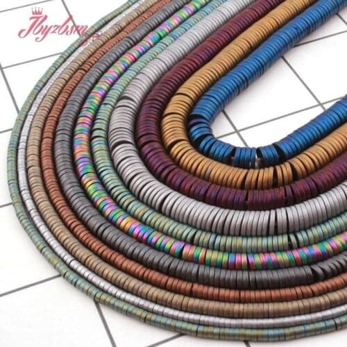 1x2/1x4/1x6mm Natural Hematite Forst Rondelle Button Stone Beads For Christmas Jewelry Making DIY Necklace Bracelet Strand 15"