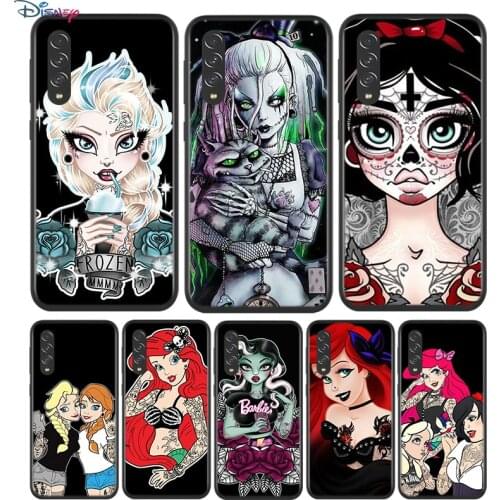 Black Soft Tattoo Cartoon Princess For Samsung Galaxy A90 A80 A70 A70S A60 A50 A40 A30 A30S A20S A20E A10 A10E Phone Case