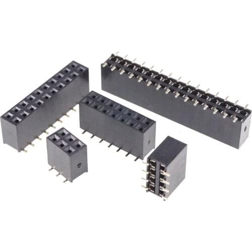 500pcs 2.54 mm Pitch PCB Female Header 4 6 8 10 12 14 16 18 20 24 28 30 40 80 Pins Dual Row Receptacle SMT Height 8.5mm Socket