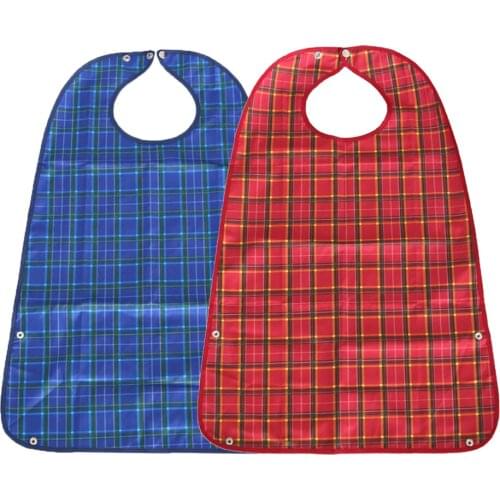 2Pcs Adjustable Waterproof Bib Adult Elderly Clothing Protector Disability Aid Apron Bib with Foldable Detachable Food Catcher