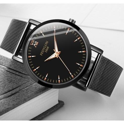 FEDYLON Men's Watch With Leather Strap