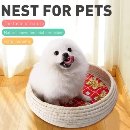 Fenice Blackbird Pet Handmade Mat Grass Nest All Seasons Warm Non-slip Breathable Small Medium-sized Dog Cat Nest